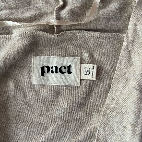 Pact Tan Organic Cotton Airplane Cardigan Sweater Lightweight Open Front Sm Med - Picture 3 of 9